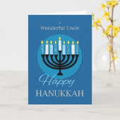 For Uncle Hanukkah（ユダヤ教）メノラーon Dark Blue カード (黄色い花)