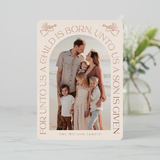 For Unto Usイザヤ9:6天使の宗教2写真 箔シーズンカード (立ち正面)