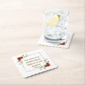 “For unto us a Child is born" Square Scalloped  ペーパーコースター (インサイチュ)