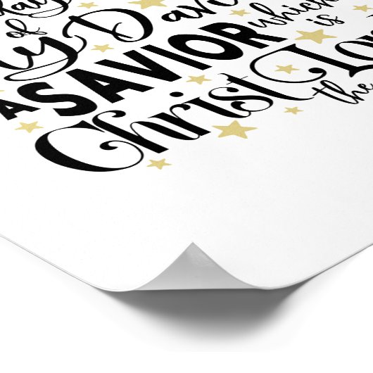 For Unto Youは今生まれ日のクリスマス金ゴールドブラック ポスター (角)