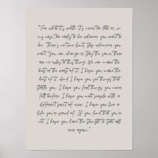 For What It's Worth Print Affirmation Print Fitzge ポスター (正面)