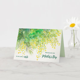 For Wife on Mothers Dayカスタム Yellow Mimosa カード