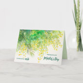 For Wife on Mothers Dayカスタム Yellow Mimosa カード (正面)