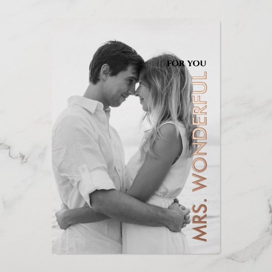 For Wife on Valentine's Dayフォトカカスタムード 箔招待状 (正面)