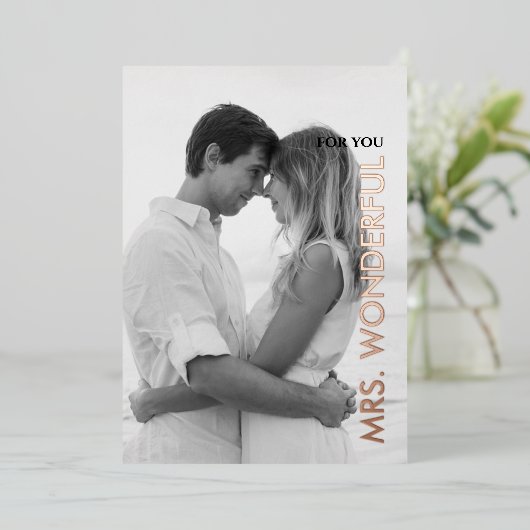 For Wife on Valentine's Dayフォトカカスタムード 箔招待状 (立ち正面)