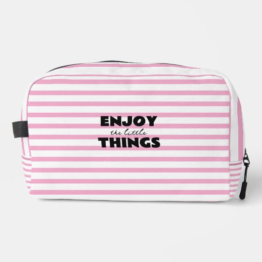 For Women Light Pink & White Striped Toiletry Bag ドップキット (正面)