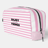 For Women Light Pink & White Striped Toiletry Bag ドップキット (右コーナー)