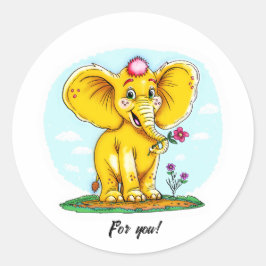 For You – Cute Elephant Sticker ラウンドシール