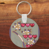 For You From Me:美しいフローラハートデザイン キーホルダー (正面)