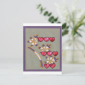 For You From Me：美しいフローラハートデザイン ポストカード (スタンド正面)