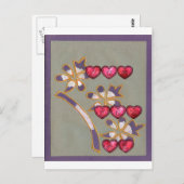 For You From Me：美しいフローラハートデザイン ポストカード (正面/裏面)