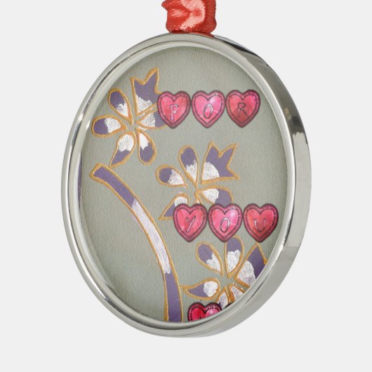 For You From Me:美しいフローラハートデザイン メタルオーナメント (左)