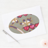 For You From Me:美しいフローラハートデザイン 楕円形シール (封筒)