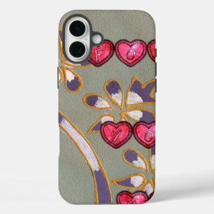 For You From Me:美しいフローラハートデザイン iPhone 16 Plusケース