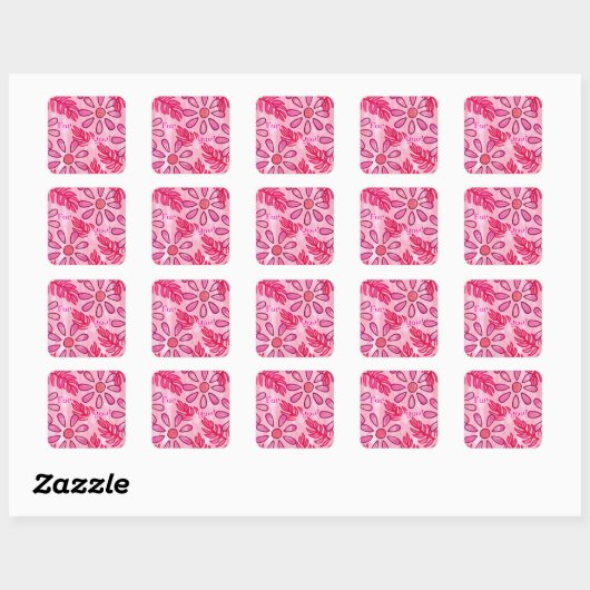 For you, pink flower stickers, custom スクエアシール (シート)