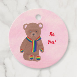 For you Teddy Bear Rainbow Scarfギフトラベル フェイバータグ