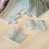 Foralのピンクおよび黒いティーカップのジグソーパズル ジグソーパズル (側面)