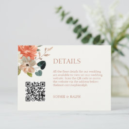 Foral Waterカラー結婚の素晴らし詳細QRコード エンクロージャーカード