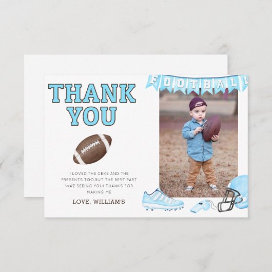 Forball最初の誕生日写真サンキューカード 招待状 (正面/裏面)