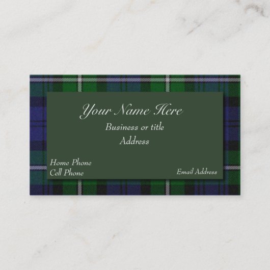 Forbesのスコットランドのタータンチェック格子縞の名刺 名刺 (正面)