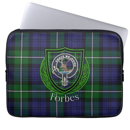 Forbes Scottish Clan Tartan and Crest  ラップトップスリーブ (正面)