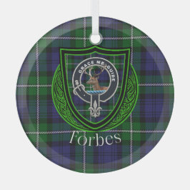 Forbes Scottish Clan Tartan & Crest ガラスオーナメント