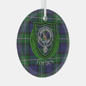 Forbes Scottish Clan Tartan & Crest ガラスオーナメント (正面右)