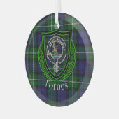 Forbes Scottish Clan Tartan & Crest ガラスオーナメント (正面左)