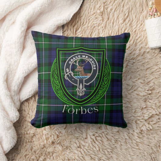 Forbes Scottish Clan Tartan & Crest クッション (ブランケット)