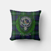 Forbes Scottish Clan Tartan & Crest クッション (正面)