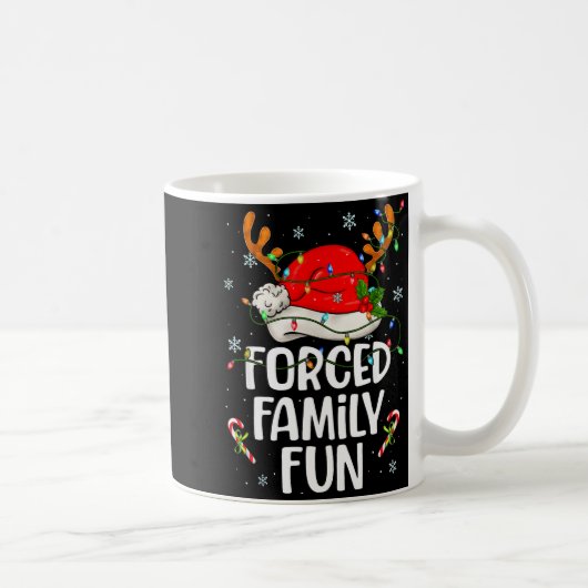 Forced Family Fun Sarcastic Christmas Funny Men Wo コーヒーマグカップ (右)