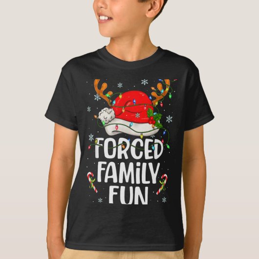 Forced Family Fun Sarcastic Christmas Funny Men Wo Tシャツ (正面)