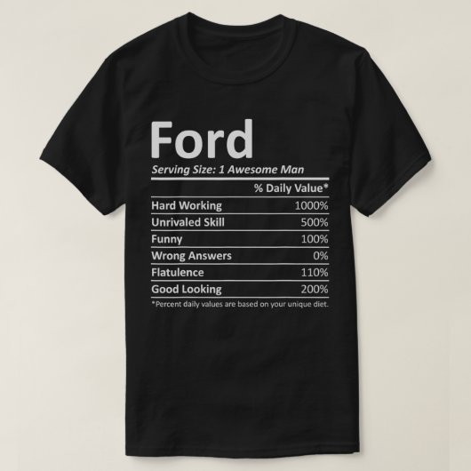 FORD栄養おもしろい誕生日名パーソナライズされたGi Tシャツ (デザイン正面)