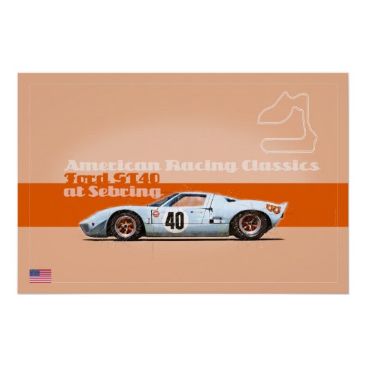 Ford GT40 at Sebring ポスター (正面)
