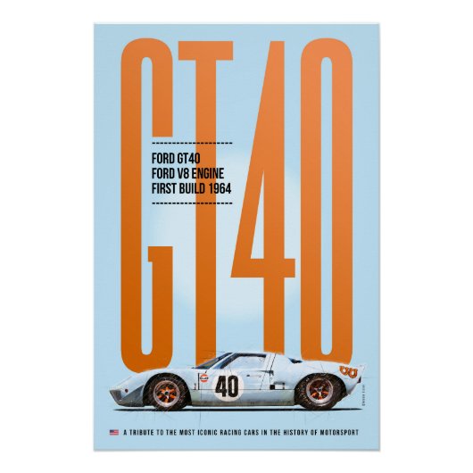  Ford GT40 Blue Orange Tribute ポスター (正面)