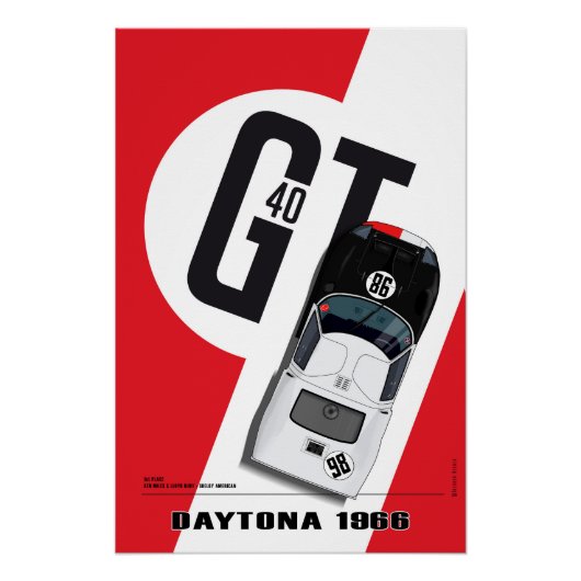 Ford GT40 Daytona 66 Miles Ruby ポスター (正面)