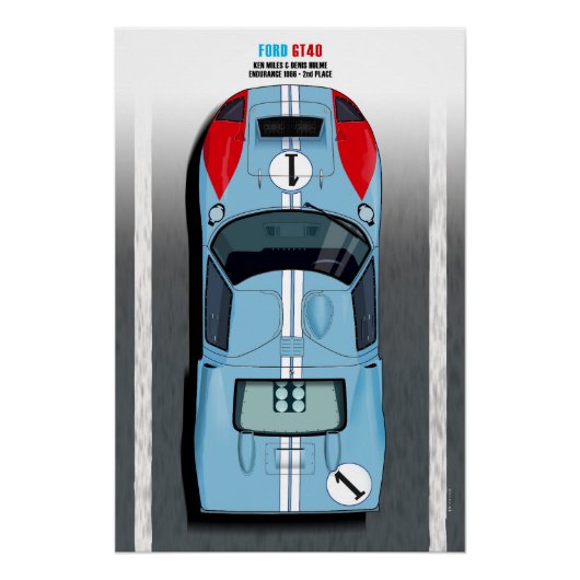 Ford GT40 Miles-Hulme LM 1966 ポスター (正面)