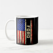 Ford Last Name Shirt Ford Name American Flag  コーヒーマグカップ (左)