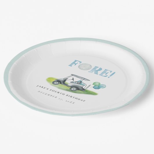 FOREブルーミニゴルフ誕生日紙プレート ペーパープレート (アングル)