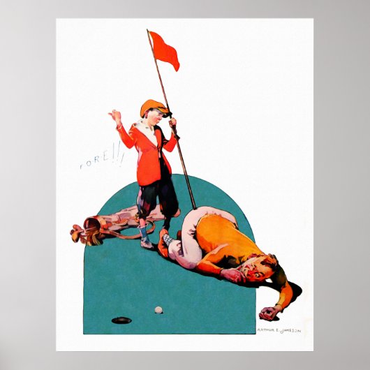 Fore -ヴィンテージ1930のゴルフウォーターカラープリント ポスター (正面)