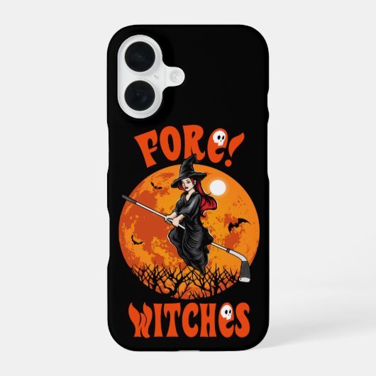 Fore! 魔女ゴルフクラブ魔女乗馬ハロウィン iPhone 16ケース (裏面)
