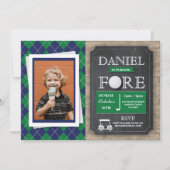 FORE 4ゴルフ·ゴルフ4歳誕生日パーティー写真 招待状 (正面)