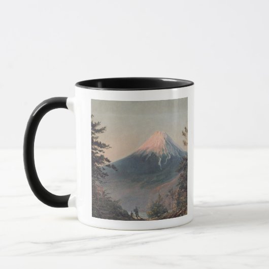 Foregの姿が付いている山Fusiyamaの眺め マグカップ (左)