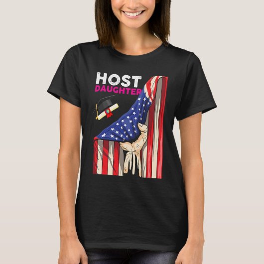 Foreign Host Family Daughter Flag Hand Exchange St Tシャツ (正面)