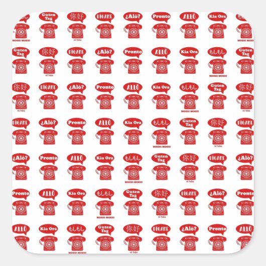 Foreign Language greetings telephone pattern スクエアシール (正面)