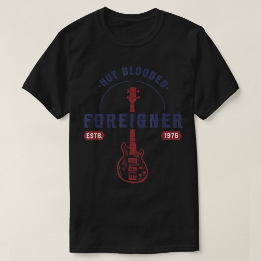 Foreigner Hot Blooded Guitar Officially Licensed  Tシャツ (デザイン正面)
