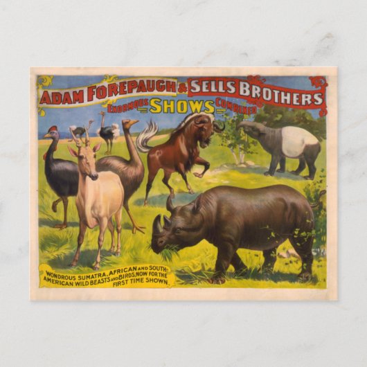 Forepaugh and sells Wondrous Beasters Circusポスター ポストカード (正面)