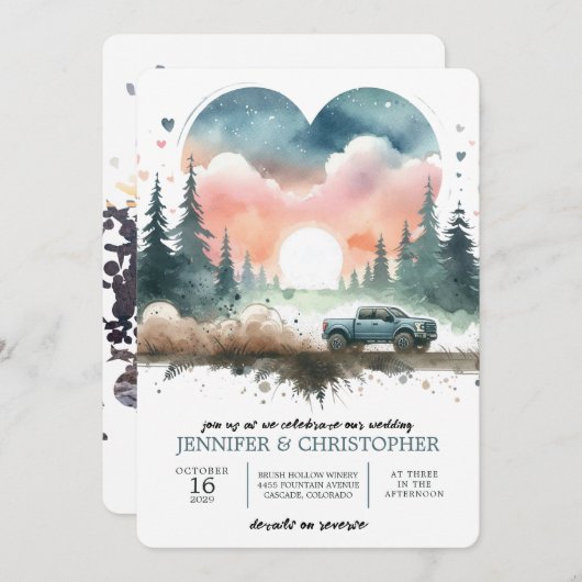 Forest 4X4 Truck Wedding Invitation 招待状 (正面/裏面)