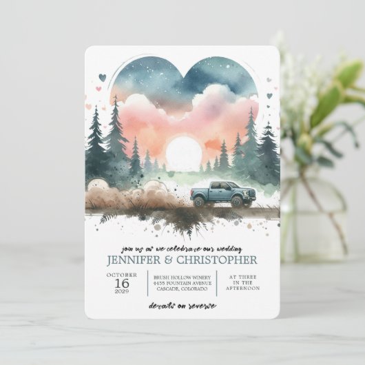 Forest 4X4 Truck Wedding Invitation 招待状 (スタンド正面)