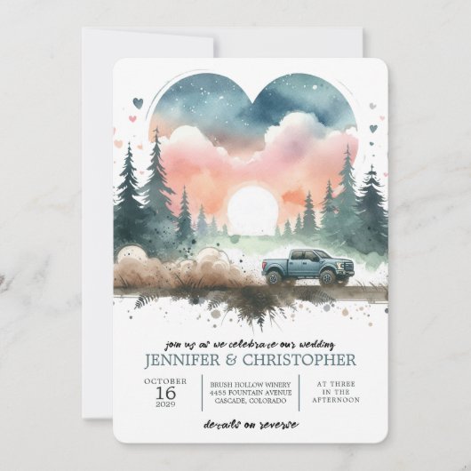 Forest 4X4 Truck Wedding Invitation 招待状 (正面)